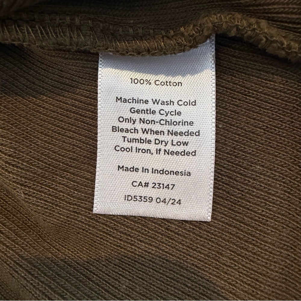 Talbots Cardigan Sweater Gold Button Olive Green Navy Trim 100% Cotton Preppy XL - Picture 7 of 7